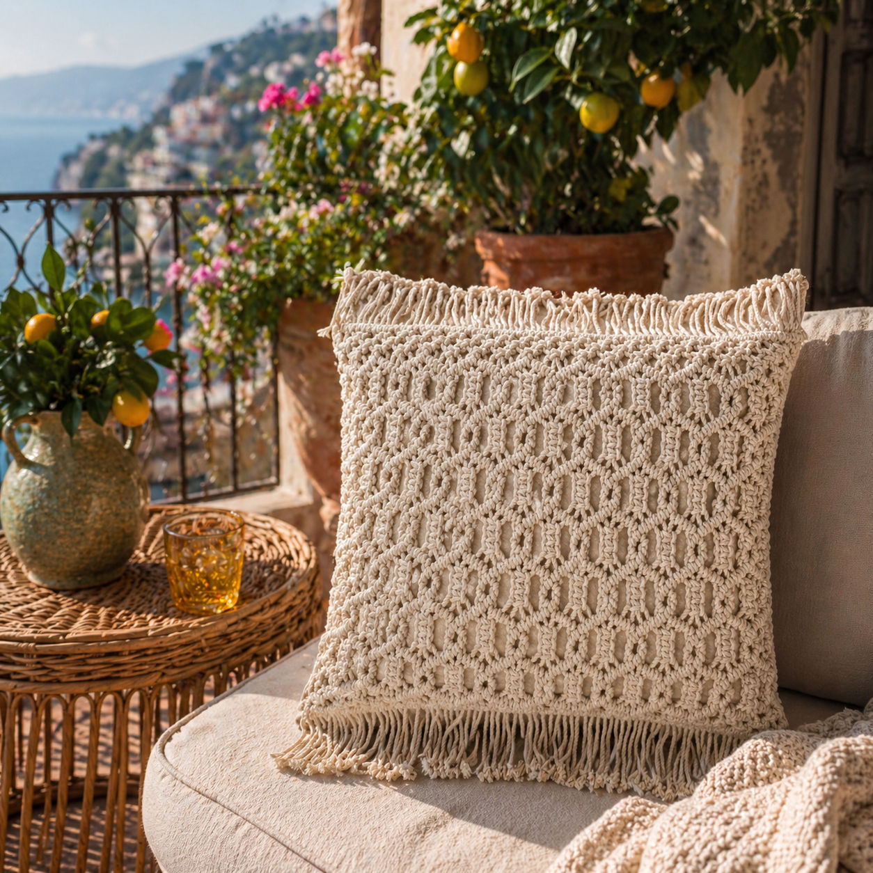 Handmade Macrame Accent Cushion Cover